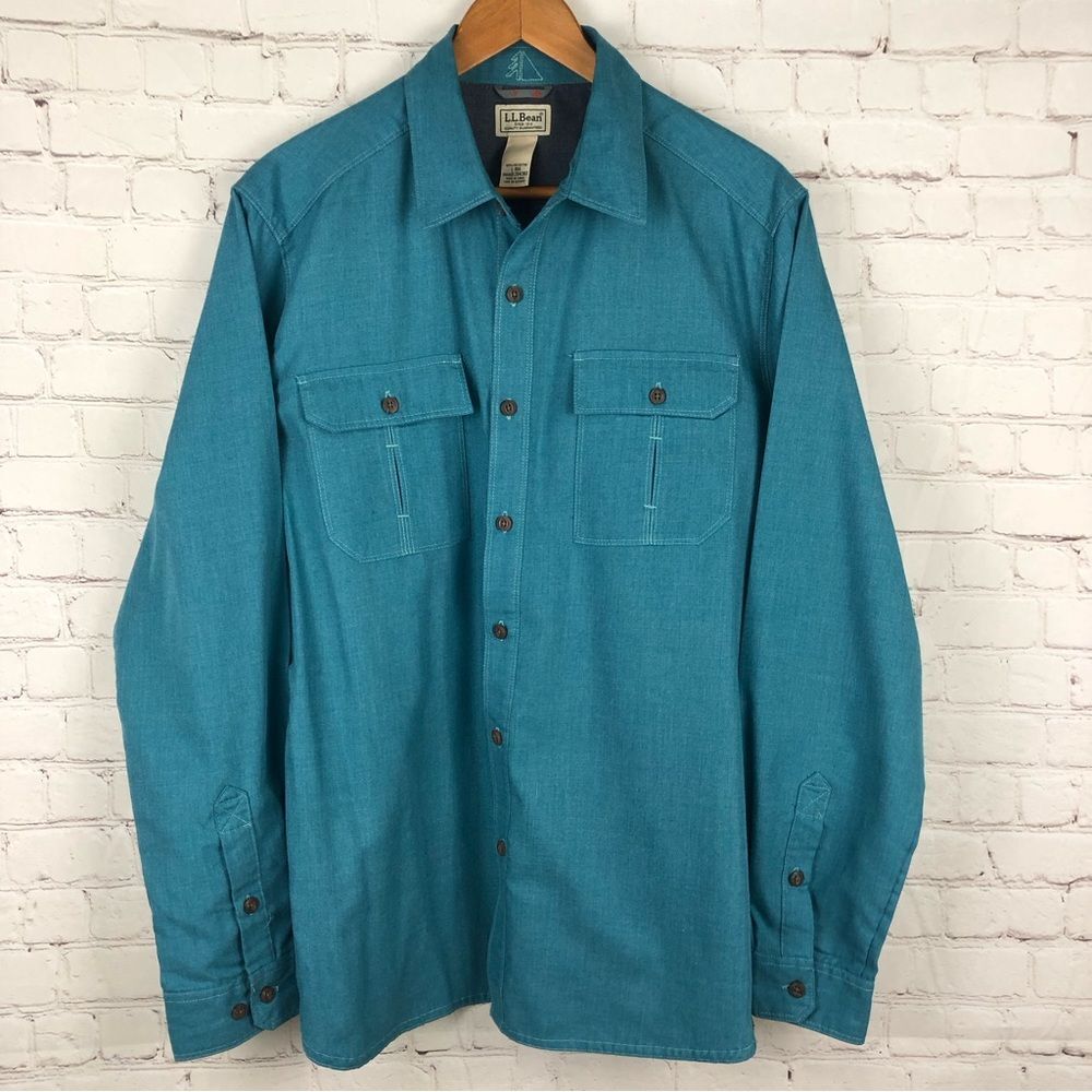 L.L. Bean Blue Long Sleeve Button Up Men's Sz Large